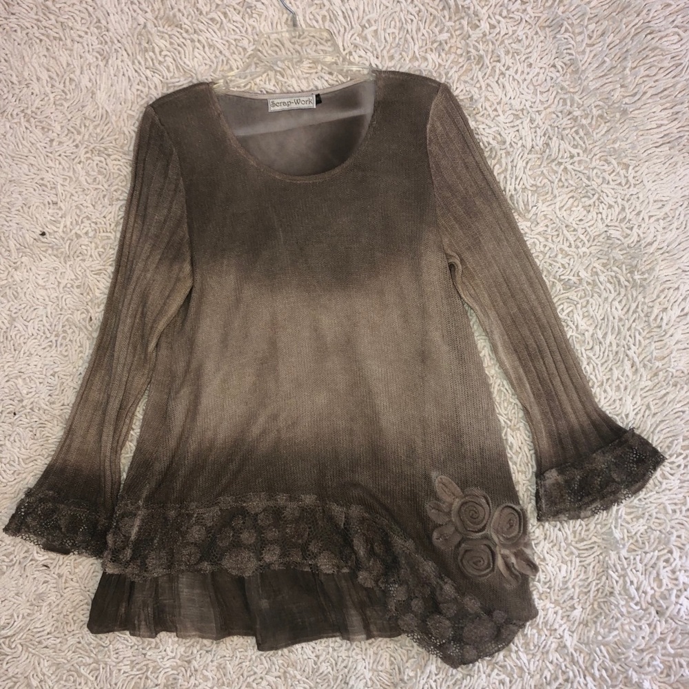Scrap-Work Tunic sweater brown M